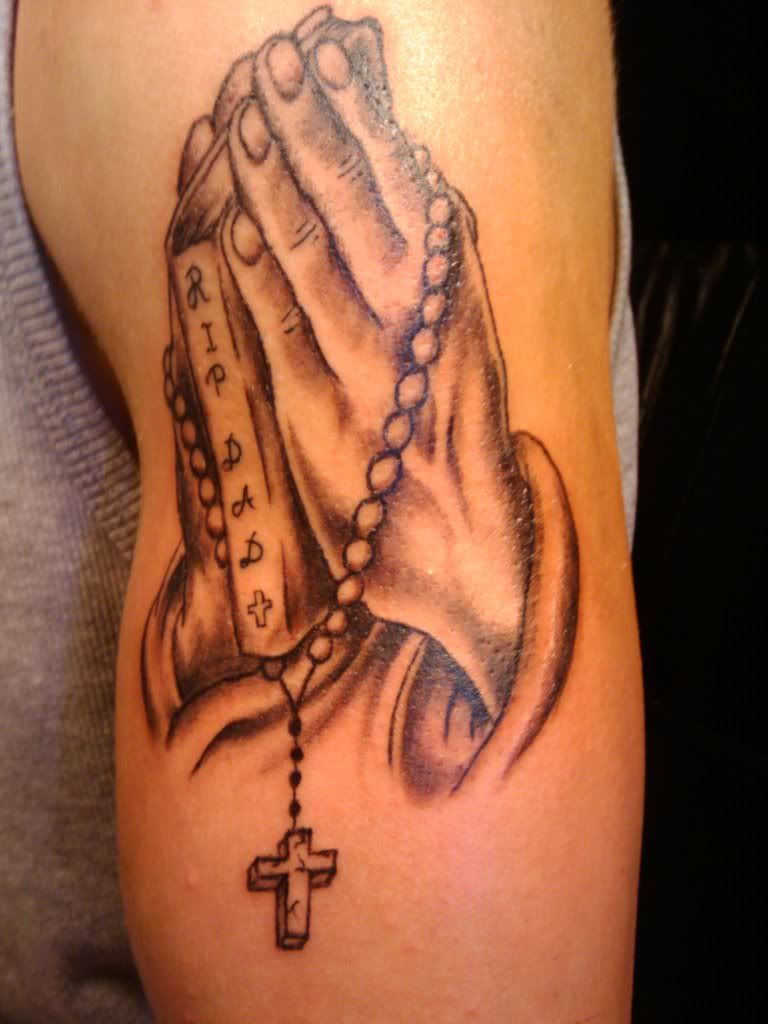 Praying Hands Rosary Tattoos.