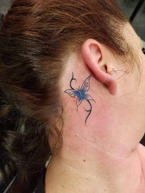 Butterfly Ear Tattoo.