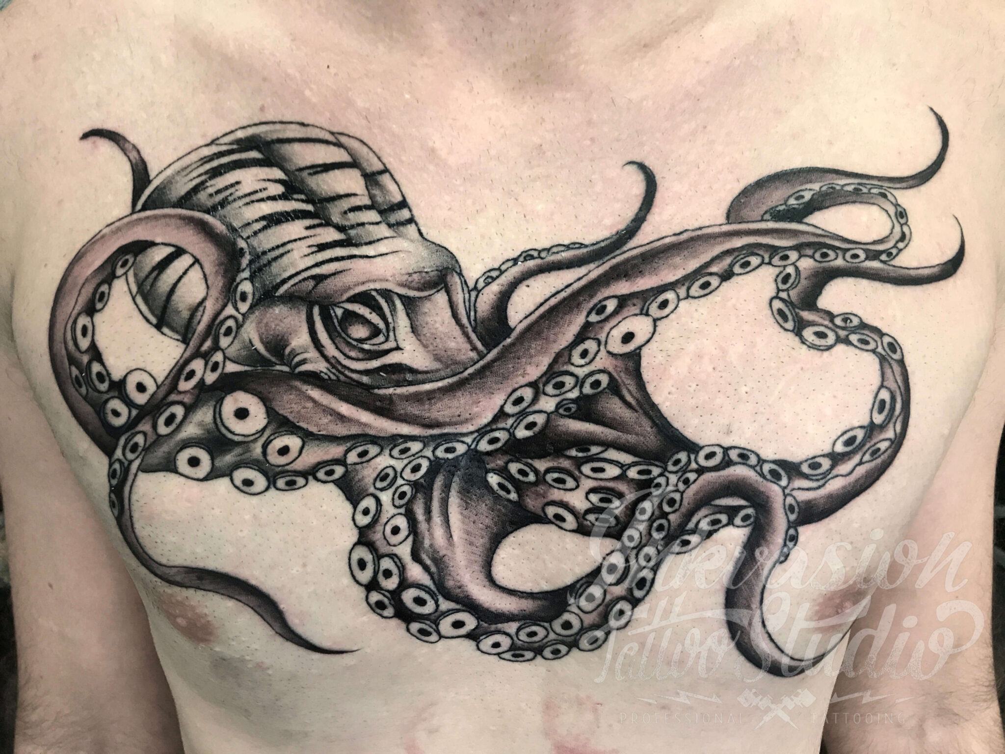 Long Tentacles Octopus tattoo.