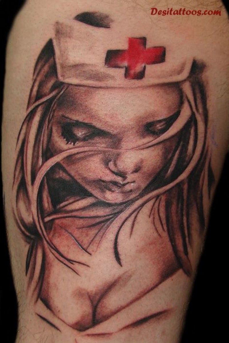 Pin up tattoo nurse