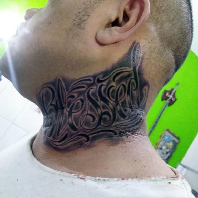 Reasons to Get a B blessed Neck Picture design - Body Tattoo Art