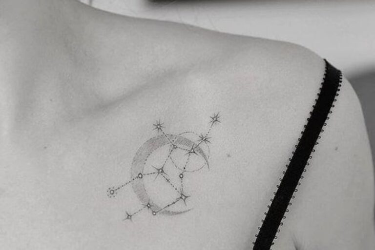 10. Sagittarius Flower Tattoo with Constellation - wide 5