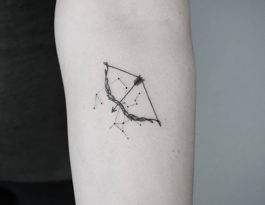 3. Sagittarius Zodiac Sign with Flower Tattoo - wide 5