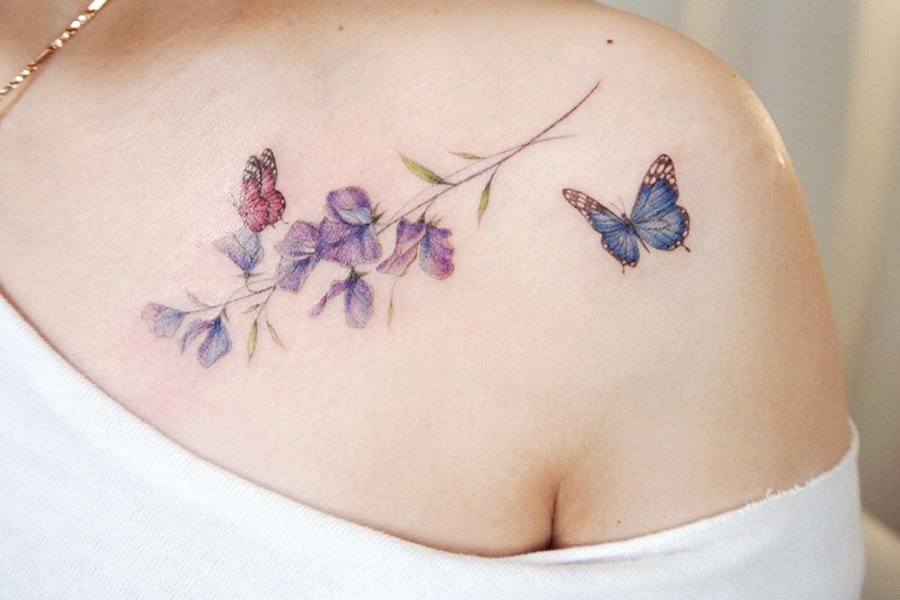 5. Sweet Pea Flower Tattoo Black and White - wide 1