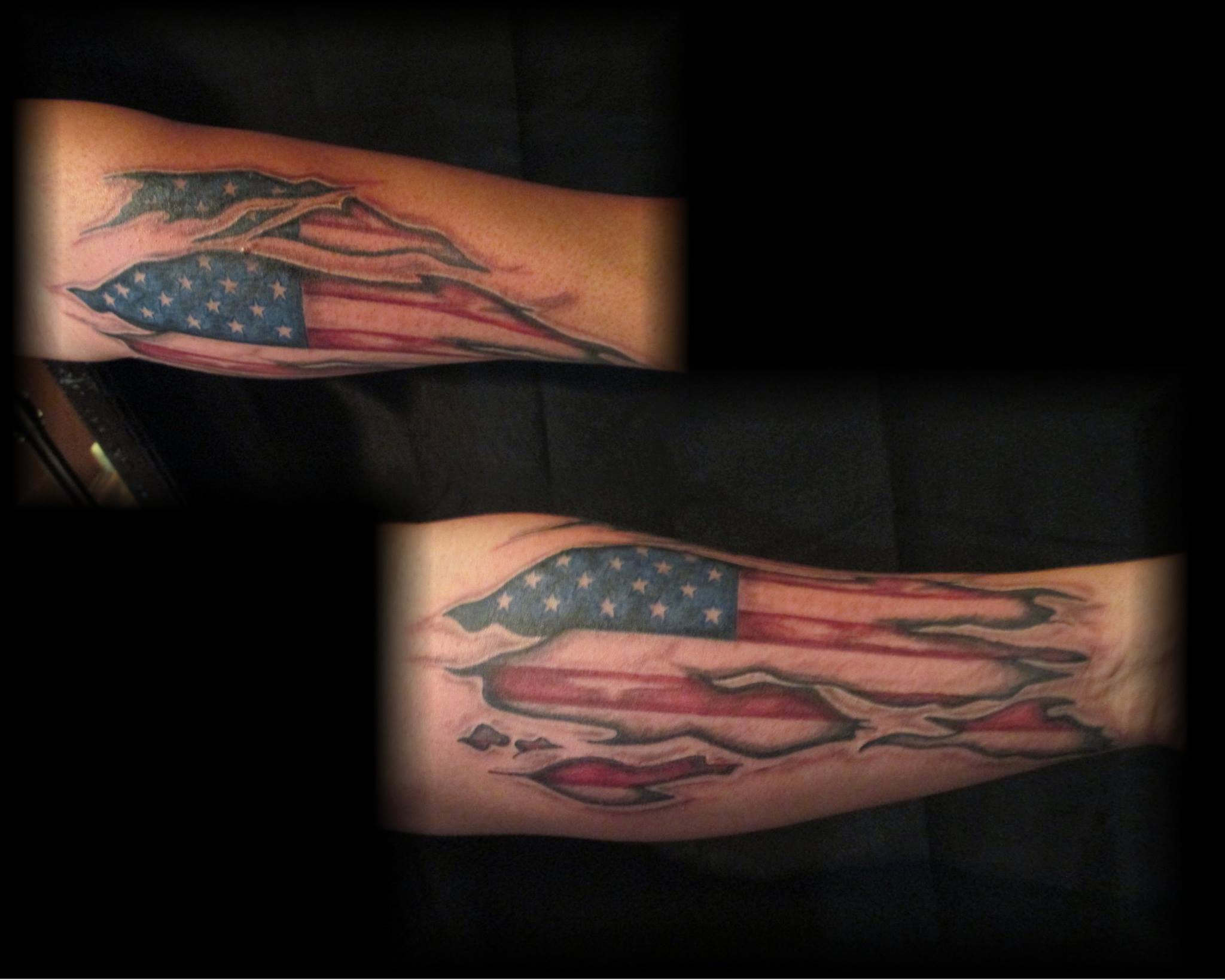 Ripped American Flag tattoo? 